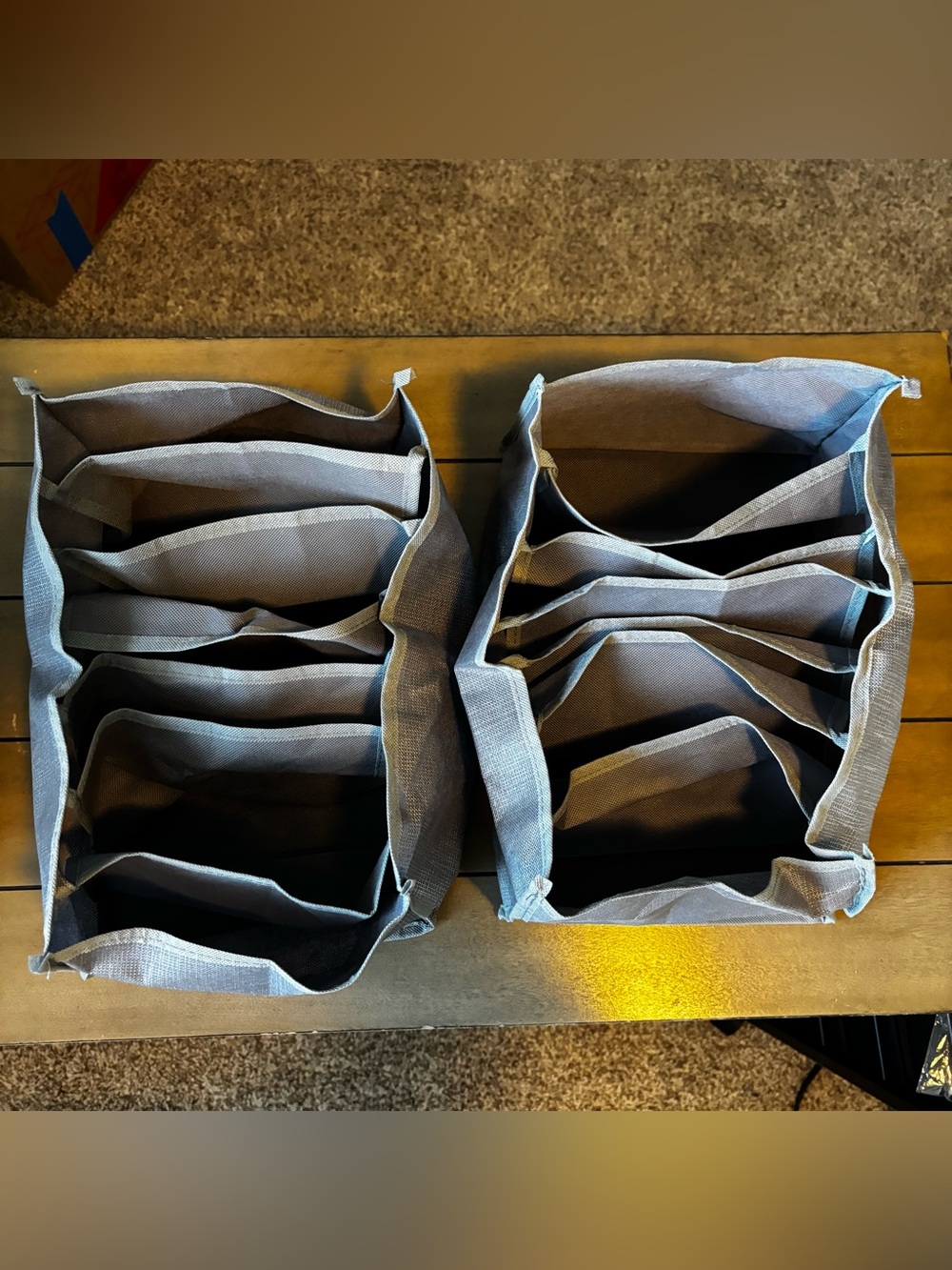 Set of 2 Gray Fabric Drawer Organizer with 7 Compartments